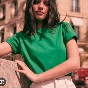 NWT Sezane Green Conrad T Shirt size L
